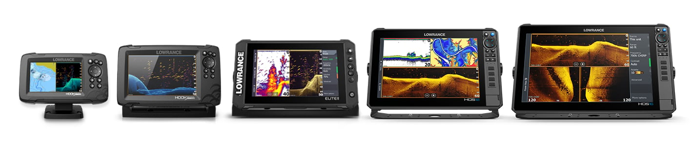 Different screen sizes for Lowrance Fish Finders