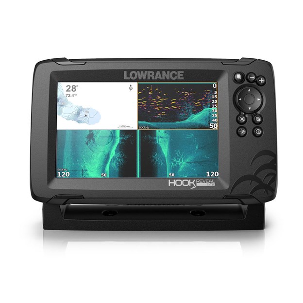  Lowrance Hook Reveal 5 with Deep Water Performance - 5-inch  Fish Finder with HDI Transducer, C-MAP Contour+ Chart Card : Electronics