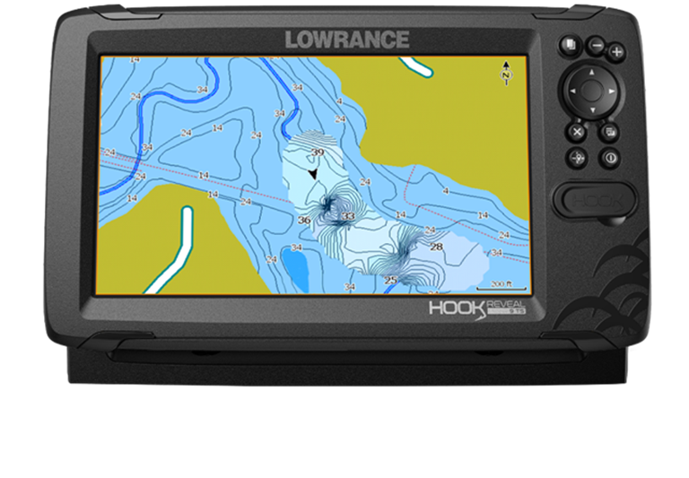 Lowrance Hook Reveal 5 Combo w-SplitShot Transom Mount C-MAP Contour+ Card